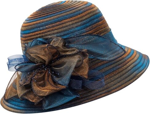 Organza Fascinator Tea-Party Derby-Hats for Women - Flower Wide Brim Church Sunday Sun Hat in Saudi Arabia