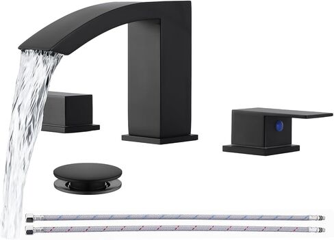 Friho على نطاق واسع الحمام بالوعة صنبور 3 ثقب النيكل بالفرشاة ، 2 مقابض الحمام شلال الحمام مع الصرف المنبثق وخطوط الإمداد ، FR1DC17808L in Kuwait