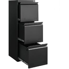 3 Drawer File Cabinet for Home Office, Under Desk Mobile Filing Cabinet with Lock for A4-Size/Letter-Size/Legal-Size, Black (HSEJ-3D) in Kuwait