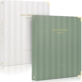 Aesthetic 3 Ring Binder Set of 2 - Sturdy 1 Inch Binder Fits Letter Sized Paper - A Cute Three Hole Ring Holder for Women or Men with Pocket Easily Organizes Your Paperwork for School, Office or Work in Kuwait