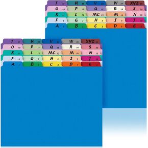 1 Set 25 Pcs Alphabetical File Organizer 1/5 Cut A-Z Top Tab Alphabetical Divider 25 Assorted Colors Heavyweight Manila File Guide Set Letter-Size for Office Home School Filing Desk Cabinet Organizer in Kuwait