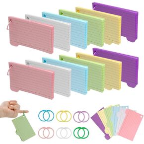 Index Cards With Ring, 3" x 5" Colored Lined Flash Cards Punched Lined Study Cards, Heavy Study Cards Both Sides Note Cards Study Card for Studying School Office College (6-Color, 300 Pcs) in Saudi Arabia