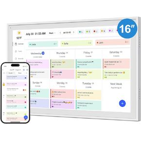 تقويم رقمي، تقويم إلكتروني ذكي واي فاي ومخطط عمل، شاشة لمس IPS عالية الدقة لجداول العائلة، مشاركة اللحظات على الفور من أي مكان (أبيض، 16) in Saudi Arabia