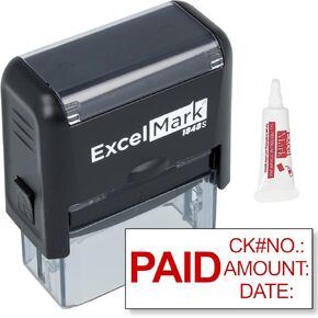ختم مطاطي ذاتي التحبير مدفوع الثمن من ExcelMark - حبر أحمر مع حبر إعادة تعبئة 5cc (A1848) in Kuwait