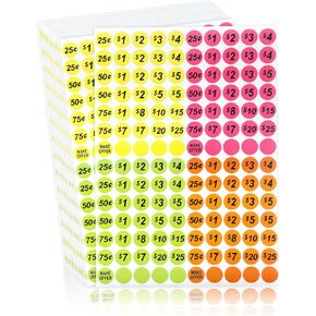 2800 Pcs Garage Sale Stickers - 3/4 Inch Removable Price Labels in Bright Colors, No Residue, with 15 Pre-Printed Round Tags for Flea Markets, Retail & Moving in Saudi Arabia