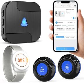 CallToU Wi-Fi Wireless Caregiver Pager Call Button for Elderly at Home, APP Emergency Alert Fall Help System for Seniors, Patients/Disabled Monitoring at Home in Kuwait