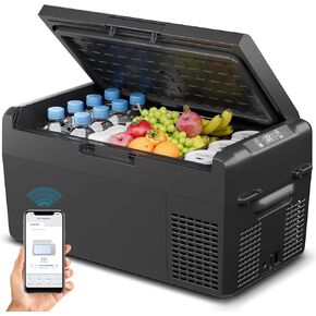 12V Refrigerator - 27QT(25L) Portable Freezer, Electric Cooler for Car, Truck, RV, Van, Camping & Road Trip, Fast Cooling Fridge with 12/24V DC & 110-240V AC for Vehicle & Home Use,-4℉~68℉ in Kuwait