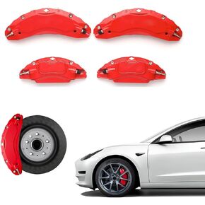 أغطية فرجار متوافقة مع ملحقات Tesla Model Y Juniper، 2025 2026 19 20 بوصة أغطية فرجار الفرامل الأمامية والخلفية - فرامل أمامية وخلفية حمراء (موديل Y Juniper2025-new) in Kuwait