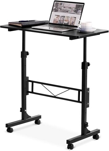 Small Standing Desk Adjustable Height, Mobile Stand Up Desk with Wheels, 32 Inch Portable Rolling Desks Computer Office Workstations for Walking Pad Treadmill White in Kuwait