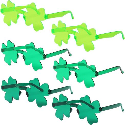 St. Patrick's Day Shamrock Glasses, Green Four Leaf Clover Sunglasses Irish Party Leprechaun Costume Eyeglasses in Saudi Arabia