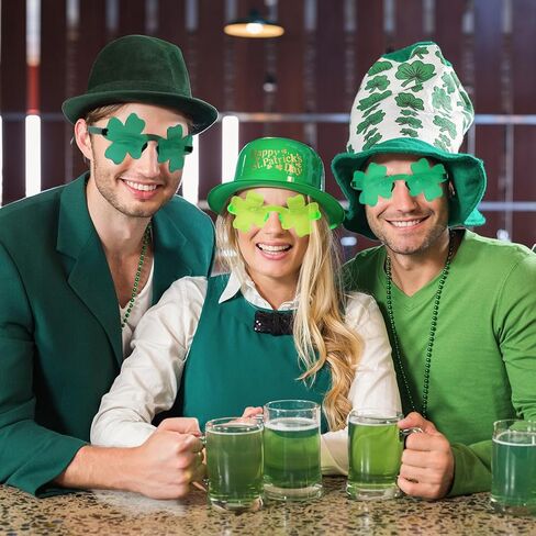 St. Patrick's Day Shamrock Glasses, Green Four Leaf Clover Sunglasses Irish Party Leprechaun Costume Eyeglasses in Saudi Arabia