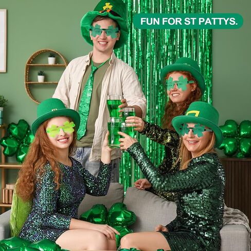St. Patrick's Day Shamrock Glasses, Green Four Leaf Clover Sunglasses Irish Party Leprechaun Costume Eyeglasses in Saudi Arabia