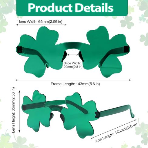 St. Patrick's Day Shamrock Glasses, Green Four Leaf Clover Sunglasses Irish Party Leprechaun Costume Eyeglasses in Saudi Arabia