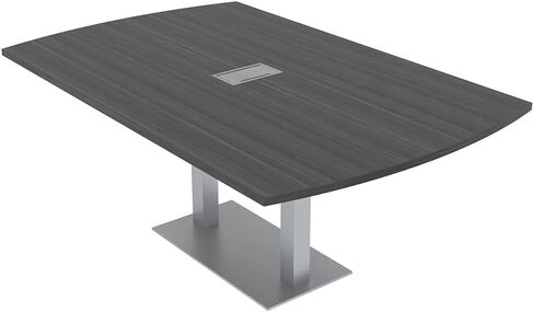 6 Person Arc Rectangle Conference Table with Power And Data Module | Brushed Silver Square Metal Base | Harmony Series Meeting Tables for Offices, Training Rooms, and Homes | White – 6 Ft in Kuwait