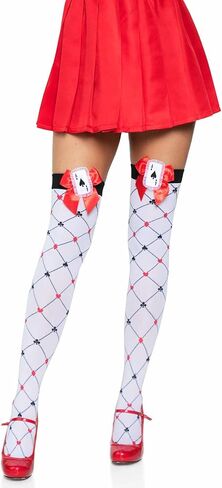 Leg Avenue womens Harlequin Thigh Highs Hosiery, Black/White, One Size US in Kuwait