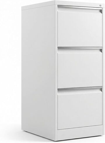 خزانة ملفات ذات 3 أدراج، خزائن ملفات عمودية شديدة التحمل مع قفل، خزانة تخزين فولاذية معدنية للمكتب والمنزل، يلزم التجميع، أبيض in Kuwait