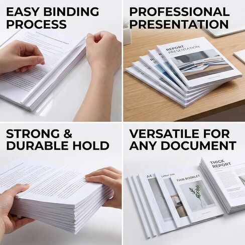 10 Pack White Binding Bars, 12 Inch Slide Grip Spine Bars for A4 Paper, 40-Sheet Capacity PVC Report Cover Bars for School, Office, Presentations, Documents Organization in Saudi Arabia
