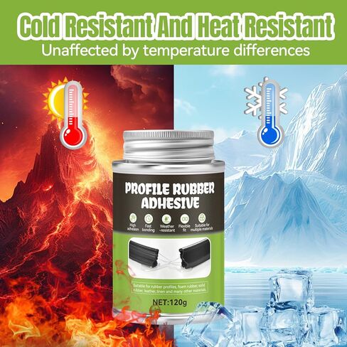 Rubber Cement Glue with Brush, Rubber Glue High Adhesion, Fast Bonding, Suitable for Rubber Profiles, FoamRubber, Solidrubber, Leather, Linen and Many Other Materials, 120G in Kuwait