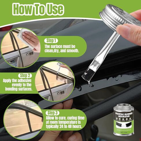 Rubber Cement Glue with Brush, Rubber Glue High Adhesion, Fast Bonding, Suitable for Rubber Profiles, FoamRubber, Solidrubber, Leather, Linen and Many Other Materials, 120G in Kuwait