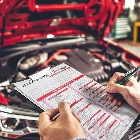 25Pack Inspection Forms and Stickers，Annual Vehicle Inspection Report，Annual Inspection Sticker，3-Ply Carbonless Form，Permanent Aluminum Adhesive Decals in Saudi Arabia