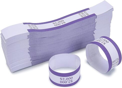 L LIKED Money Band Self Sealing Currency Straps for Bill Wrappers (Purple $2000-1000 PCS) in Kuwait