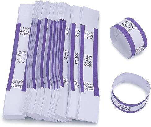 L LIKED Money Band Self Sealing Currency Straps for Bill Wrappers (Purple $2000-1000 PCS) in Kuwait