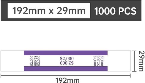 L LIKED Money Band Self Sealing Currency Straps for Bill Wrappers (Purple $2000-1000 PCS) in Kuwait