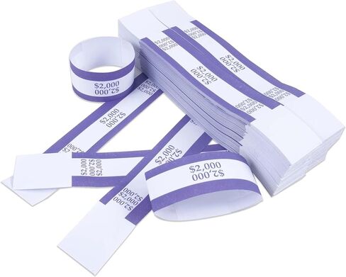 L LIKED Money Band Self Sealing Currency Straps for Bill Wrappers (Purple $2000-1000 PCS) in Kuwait