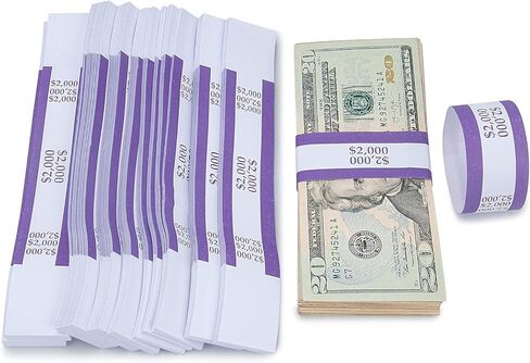 L LIKED Money Band Self Sealing Currency Straps for Bill Wrappers (Purple $2000-1000 PCS) in Kuwait