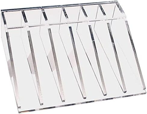 BankSupplies Clear Bill Strap Rack Organizer - Durable Acrylic with Six Compartments and Angled Dividers - Ideal for Casinos, Banks, and Retailers in Saudi Arabia