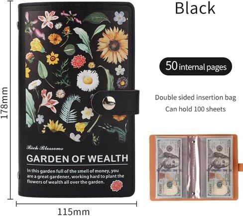 50 Pcs Budget Binder A6 Money Organizer Budget Binder with Zipper Envelope Planner for Cash Bill Organizer Expense Sheet Saving Money(Floral) in Saudi Arabia