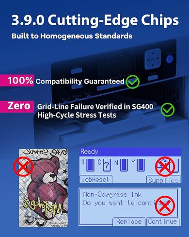 خرطوشة حبر التسامي 2026 3.09 متوافقة مع طابعة Sawgrass SG400 SG800 جميع الإصدارات | لا توجد خطوط شبكة مضمونة | يدوم طويلاً | حبر جل عالي الأداء وعالي اللزوجة (4 قطع، B/C/M/Y) in Kuwait
