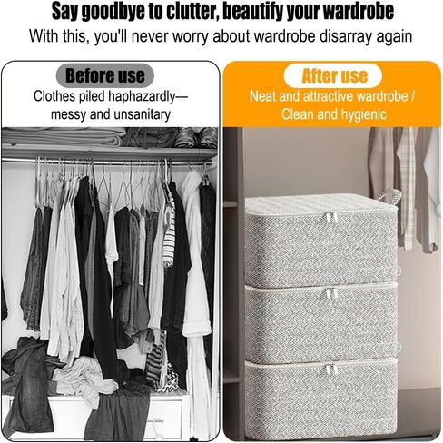 2 Pack Clothes Storage Bags, 30L Foldable Blanket Storage and Organization, Thick Fabric Containers with Reinforced Handles & Zippers for Clothing, Comforters, Bedding-Gray in Saudi Arabia
