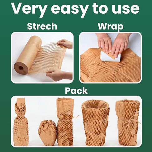 Honeycomb Packing Paper 12" x 230ft Roll, Expandable Bubble Cushioning Wrap for Packing & Moving, Packaging Supplies for Small Businesses, Eco Friendly Protective Shipping Material in Kuwait