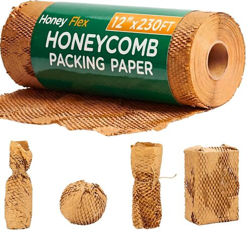 Honeycomb Packing Paper 12" x 230ft Roll, Expandable Bubble Cushioning Wrap for Packing & Moving, Packaging Supplies for Small Businesses, Eco Friendly Protective Shipping Material in Kuwait