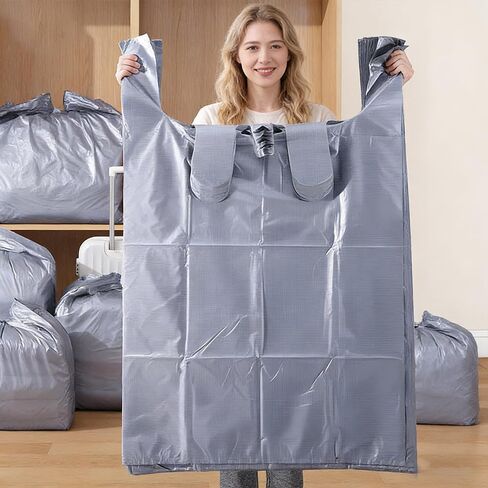 10 Pack Large Capacity Moving Packaging Bag, Disposable Cotton Quilt, Clothes, Bedding Storage Special Thick Plastic Bag-Silver in Saudi Arabia
