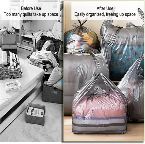 10 Pack Large Capacity Moving Packaging Bag, Disposable Cotton Quilt, Clothes, Bedding Storage Special Thick Plastic Bag-Silver in Saudi Arabia