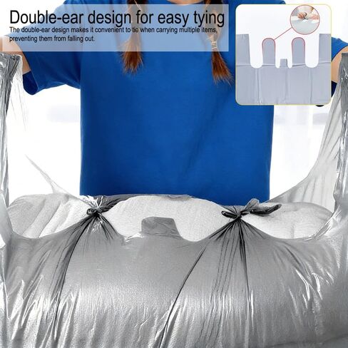 10 Pack Large Capacity Moving Packaging Bag, Disposable Cotton Quilt, Clothes, Bedding Storage Special Thick Plastic Bag-Silver in Saudi Arabia