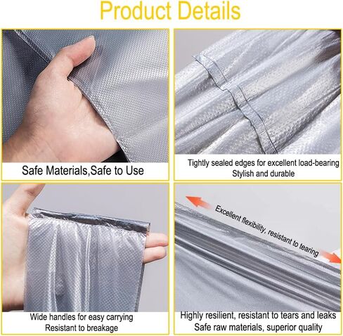 10 Pack Large Capacity Moving Packaging Bag, Disposable Cotton Quilt, Clothes, Bedding Storage Special Thick Plastic Bag-Silver in Saudi Arabia