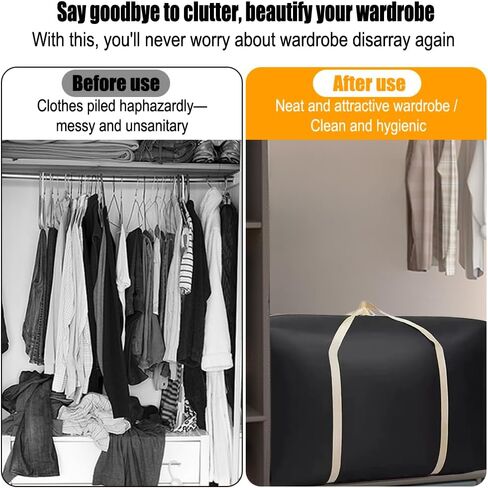 2 Pack Large Capacity Moving Packaging Bag, Waterproof Clothing Blanket, Moving Bag, Woven, Luggage Non-woven Fabric Skin Pocket-Black in Saudi Arabia