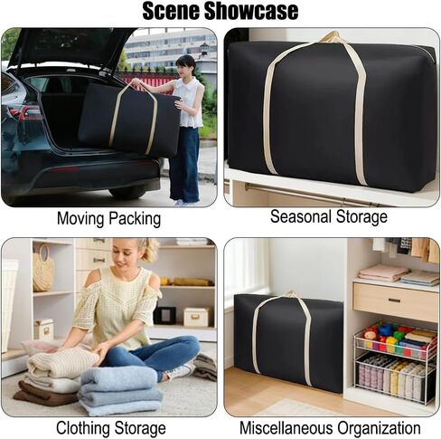 2 Pack Large Capacity Moving Packaging Bag, Waterproof Clothing Blanket, Moving Bag, Woven, Luggage Non-woven Fabric Skin Pocket-Black in Saudi Arabia