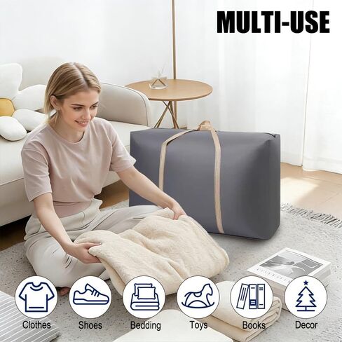 2 Pack Large Capacity Moving Packaging Bag, Waterproof Clothing Blanket, Moving Bag, Woven, Luggage Non-woven Fabric Skin Pocket-Gray in Saudi Arabia