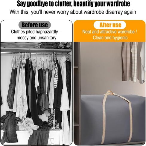 2 Pack Large Capacity Moving Packaging Bag, Waterproof Clothing Blanket, Moving Bag, Woven, Luggage Non-woven Fabric Skin Pocket-Gray in Saudi Arabia
