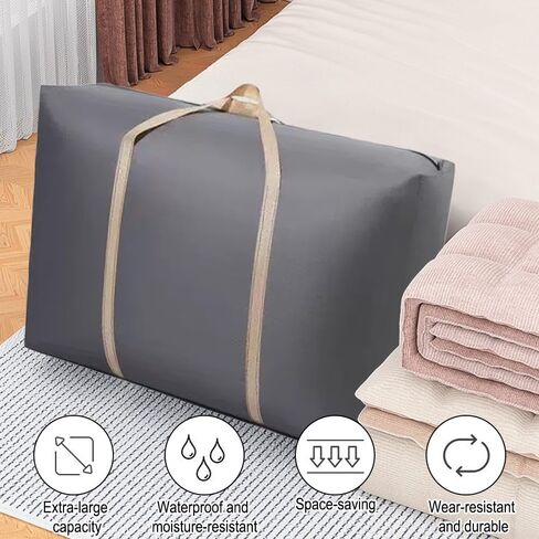 2 Pack Large Capacity Moving Packaging Bag, Waterproof Clothing Blanket, Moving Bag, Woven, Luggage Non-woven Fabric Skin Pocket-Gray in Saudi Arabia