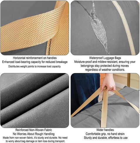 2 Pack Large Capacity Moving Packaging Bag, Waterproof Clothing Blanket, Moving Bag, Woven, Luggage Non-woven Fabric Skin Pocket-Gray in Saudi Arabia