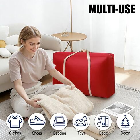 2 Pack Large Capacity Moving Packaging Bag, Waterproof Clothing Blanket, Moving Bag, Woven, Luggage Non-woven Fabric Skin Pocket-Red in Saudi Arabia