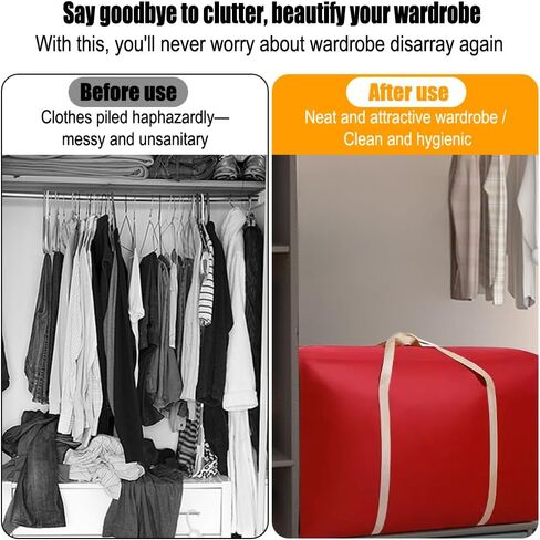 2 Pack Large Capacity Moving Packaging Bag, Waterproof Clothing Blanket, Moving Bag, Woven, Luggage Non-woven Fabric Skin Pocket-Red in Saudi Arabia