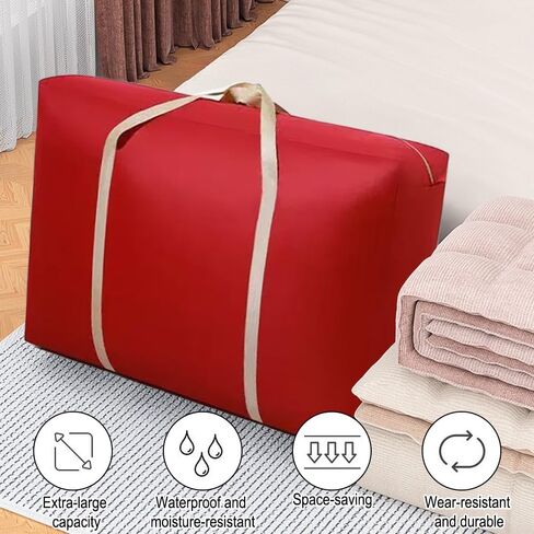 2 Pack Large Capacity Moving Packaging Bag, Waterproof Clothing Blanket, Moving Bag, Woven, Luggage Non-woven Fabric Skin Pocket-Red in Saudi Arabia