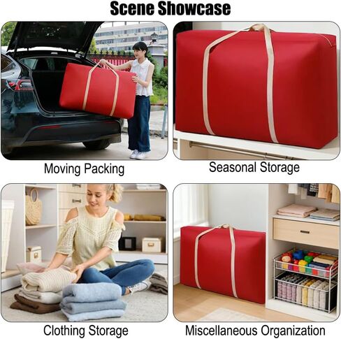 2 Pack Large Capacity Moving Packaging Bag, Waterproof Clothing Blanket, Moving Bag, Woven, Luggage Non-woven Fabric Skin Pocket-Red in Saudi Arabia