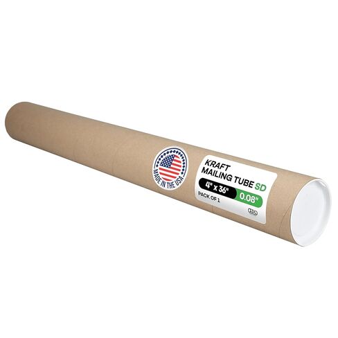 IDL Packaging Cardboard Mailing Tube, 4" x 48" with Plastic Caps - USA-Made USPS Approved Poster Tube for Documents & Blueprints - Reinforced Mailing Cylinders for Shipping & Storage in Kuwait
